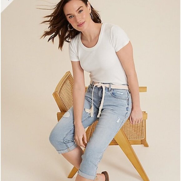 Maurices Mid Rise Belted Waist Straight Cropped Jean - 16W - Picture 1 of 5